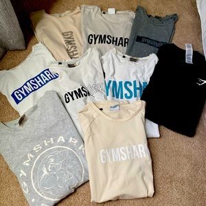 Men’s Gymshark workout tops. Size Large. 9 shirts included.
